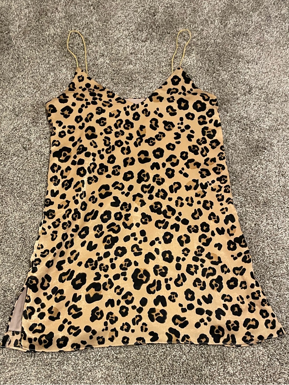 Olivaceous Leopard Print Slip Dress in Tan and Black